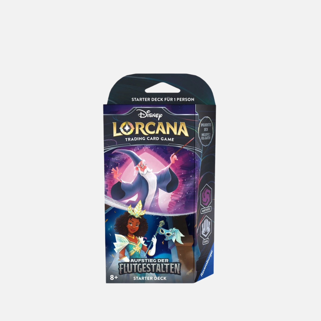 Disney Lorcana Trading Card Game - "Aufstieg der Flutgestalten" Starter Deck Amethyst und Stahl - (Deutsch)