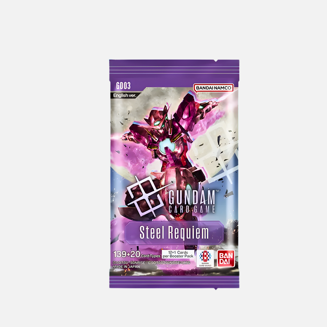 Gundam Card Game Booster Box – Steel Requiem (GD03) – 24 Packs With 148+ Cards