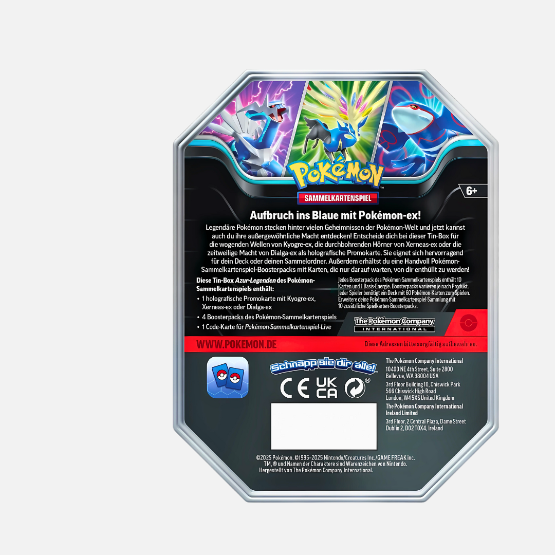 Pokémon Trading Card Game - Azur-Legenden Tin Box 2025 (Dialga Ex) - Karmesin & Purpur (Deutsch)